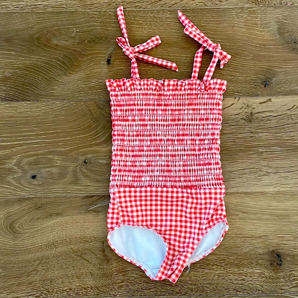 EUC minnow gingham 3/4 smocked swim